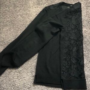 Theory black sweater with lace back.